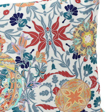 Set of Two White And Red Peacock Indoor Outdoor Throw Pillow HomeRoots