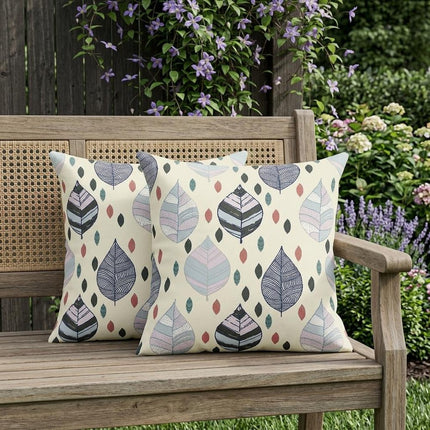 Set of Two Dark Green Cream And Orange Botanical Indoor Outdoor Throw Pillow HomeRoots