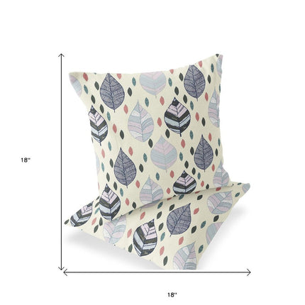 Set of Two Dark Green Cream And Orange Botanical Indoor Outdoor Throw Pillow HomeRoots