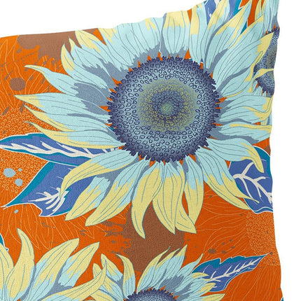 Set of Two Red And Yellow Sunflower Indoor Outdoor Throw Pillow