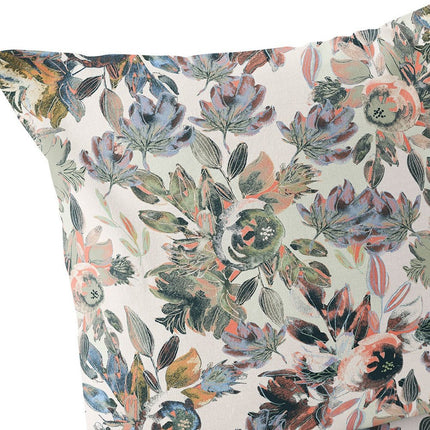 Set of Two White Pink And Gray Floral Indoor Outdoor Throw Pillow