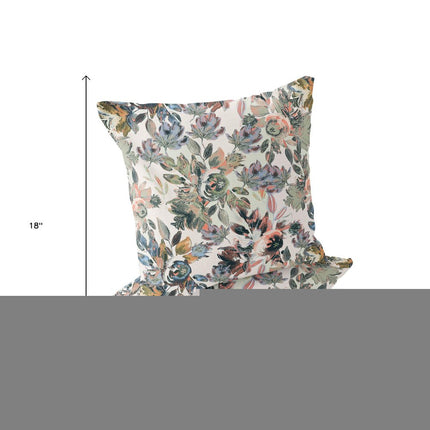Set of Two White Pink And Gray Floral Indoor Outdoor Throw Pillow HomeRoots