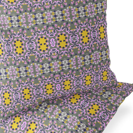 Set of Two Purple And Yellow Floral Indoor Outdoor Throw Pillow HomeRoots