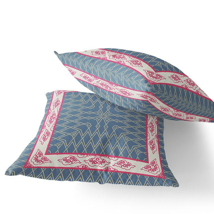Set of Two Pink And Blue Geometric Indoor Outdoor Throw Pillow HomeRoots