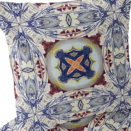 Set of Two Gray Brown And Indigo Floral Indoor Outdoor Throw Pillow HomeRoots