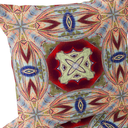 Set of Two Gray Green Magenta And Red Floral Indoor Outdoor Throw Pillow