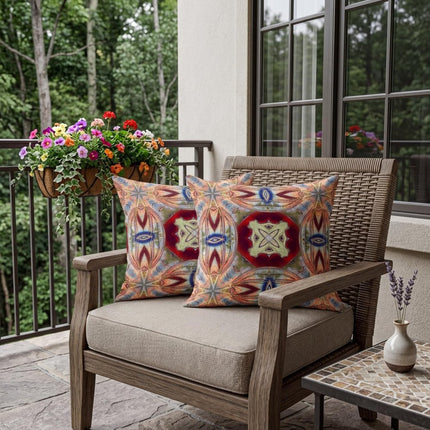 Set of Two Gray Green Magenta And Red Floral Indoor Outdoor Throw Pillow HomeRoots
