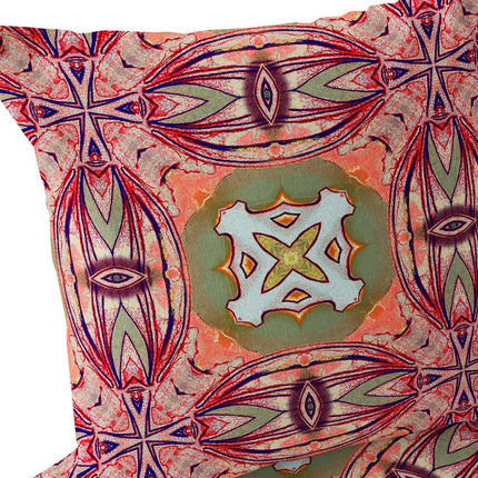Set of Two Peach Magenta And Green Floral Indoor Outdoor Throw Pillow HomeRoots