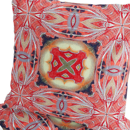 Set of Two Pink Peach And Red Floral Indoor Outdoor Throw Pillow