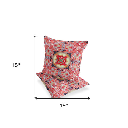 Set of Two Pink Peach And Red Floral Indoor Outdoor Throw Pillow HomeRoots