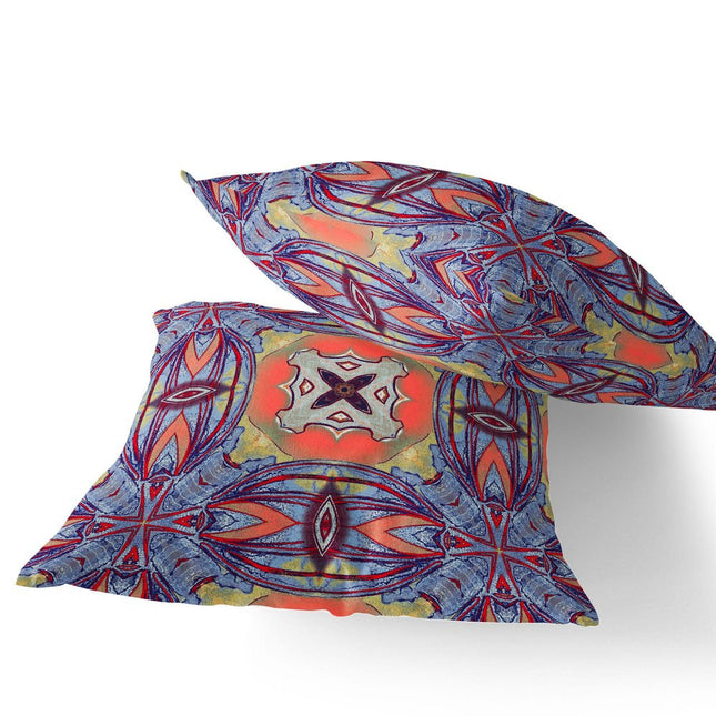 Set of Two Purple And Orange Floral Indoor Outdoor Throw Pillow