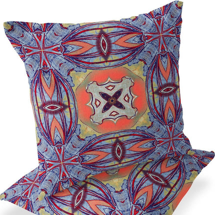 Set of Two Purple And Orange Floral Indoor Outdoor Throw Pillow HomeRoots