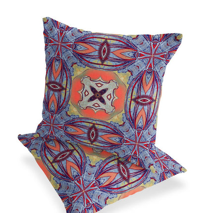 Set of Two Purple And Orange Floral Indoor Outdoor Throw Pillow HomeRoots