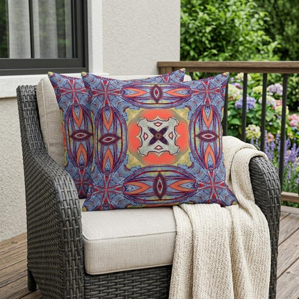 Set of Two Purple And Orange Floral Indoor Outdoor Throw Pillow HomeRoots