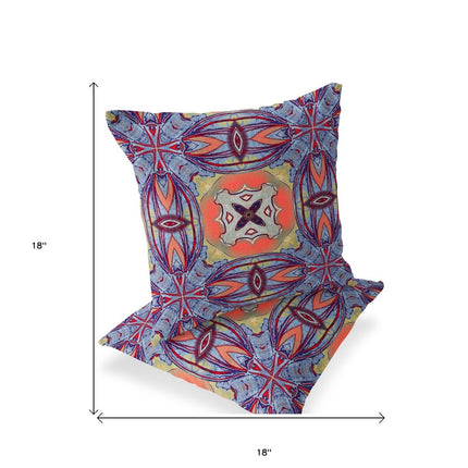 Set of Two Purple And Orange Floral Indoor Outdoor Throw Pillow HomeRoots