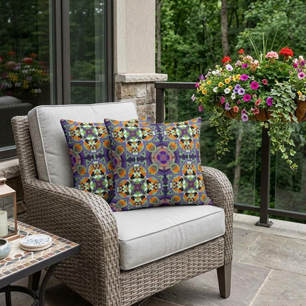 Set of Two Purple And Green Floral Indoor Outdoor Throw Pillow HomeRoots