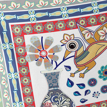 Set of Two Red White And Blue Peacock Indoor Outdoor Throw Pillow