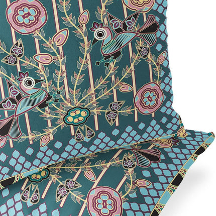 Set of Two Dark Green Aqua And Pink Peacock Indoor Outdoor Throw Pillow HomeRoots