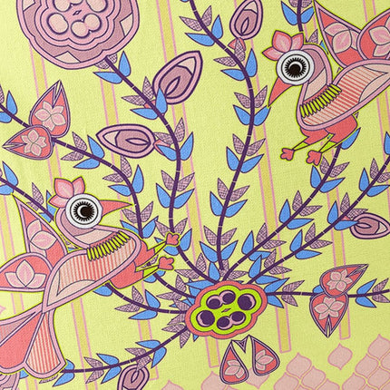 Set of Two Yellow Peach And Pink Peacock Indoor Outdoor Throw Pillow