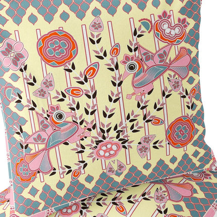 Set of Two Yellow Pink Orange And Gray Peacock Indoor Outdoor Throw Pillow HomeRoots