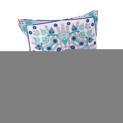 Set of Two Light Pink Light Blue And Navy Blue Botanical Indoor Outdoor Throw Pillow HomeRoots