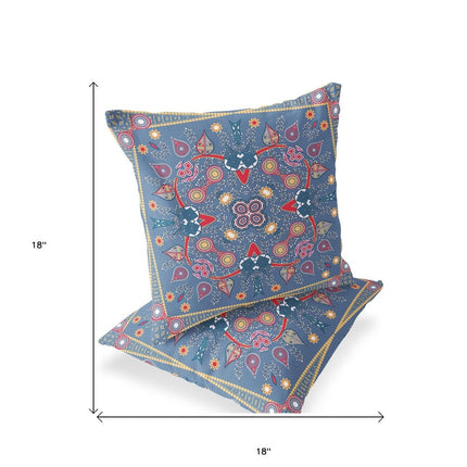Set of Two Purple Blue Red And Gold Botanical Indoor Outdoor Throw Pillow HomeRoots