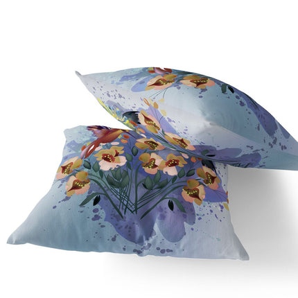 Set of Two Green Yellow And Blue Bird Indoor Outdoor Throw Pillow HomeRoots