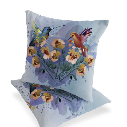 Set of Two Green Yellow And Blue Bird Indoor Outdoor Throw Pillow HomeRoots