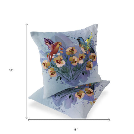 Set of Two Green Yellow And Blue Bird Indoor Outdoor Throw Pillow HomeRoots