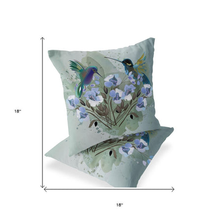 Set of Two Green And Blue Bird Indoor Outdoor Throw Pillow HomeRoots
