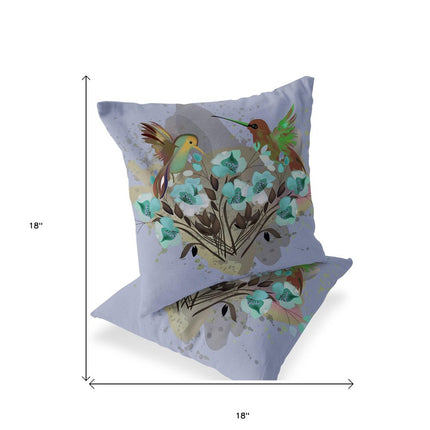 Set of Two Green Brown And Gray Bird Indoor Outdoor Throw Pillow HomeRoots