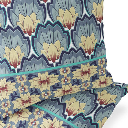 Set of Two Yellow And Gray Floral Indoor Outdoor Throw Pillow HomeRoots