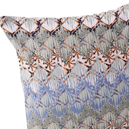 Set of Two Orange Purple And Off White Ikat Indoor Outdoor Throw Pillow