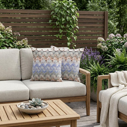 Set of Two Orange Purple And Off White Ikat Indoor Outdoor Throw Pillow HomeRoots