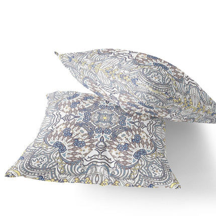 Set of Two Yellow And Gray Eclectic Indoor Outdoor Throw Pillow HomeRoots