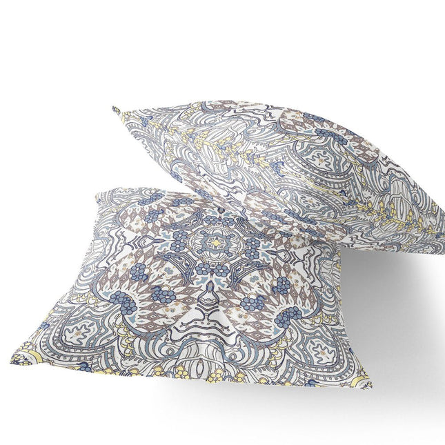 Set of Two Yellow And Gray Eclectic Indoor Outdoor Throw Pillow HomeRoots