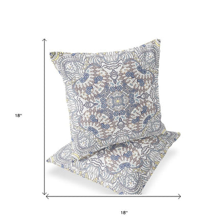 Set of Two Yellow And Gray Eclectic Indoor Outdoor Throw Pillow HomeRoots