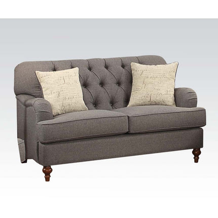 ACME 53691 Alianza Loveseat with 2 Pillows, Dark Gray Fabric