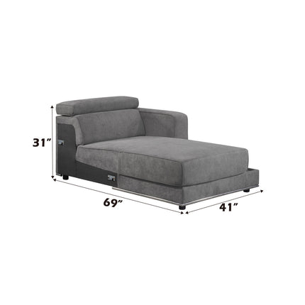 ACME 53723 Alwin Modular RF Chaise, Dark Gray Fabric