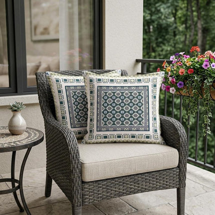 Set of Two White And Green Floral Indoor Outdoor Throw Pillow HomeRoots