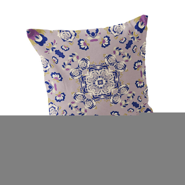 Set of Two Purple And Blue Botanical Indoor Outdoor Throw Pillow HomeRoots