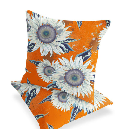 Set of Two Red And White Sunflower Indoor Outdoor Throw Pillow HomeRoots