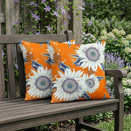 Set of Two Red And White Sunflower Indoor Outdoor Throw Pillow HomeRoots