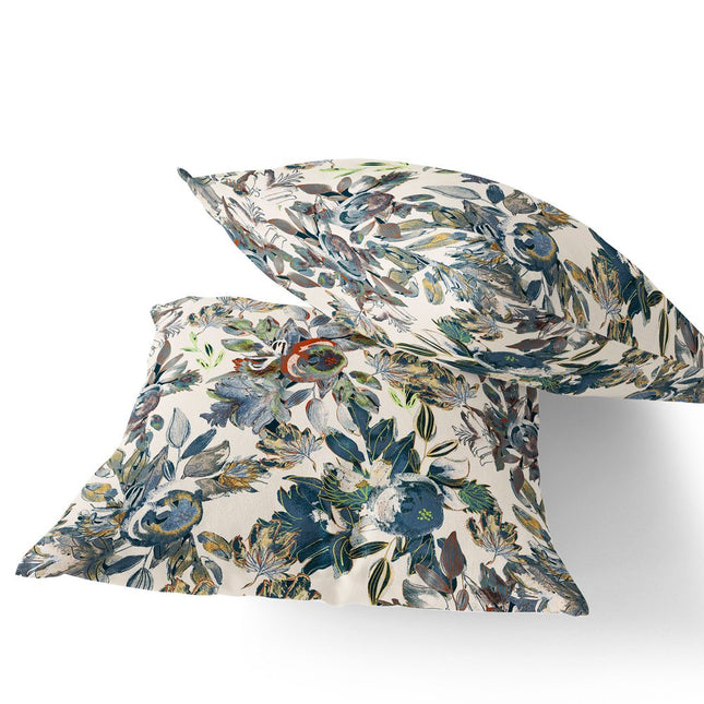 Set of Two Green And Gray Floral Indoor Outdoor Throw Pillow HomeRoots