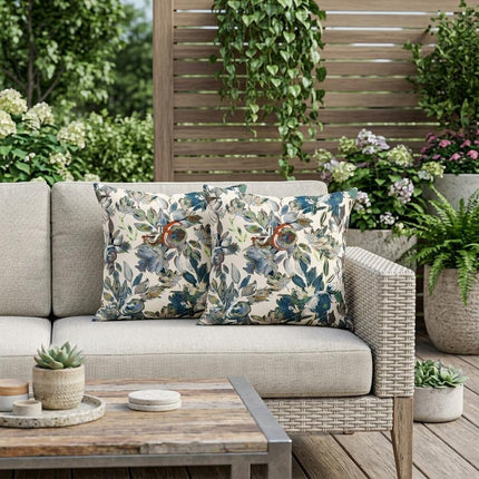 Set of Two Green And Gray Floral Indoor Outdoor Throw Pillow HomeRoots