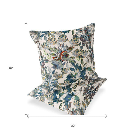 Set of Two Green And Gray Floral Indoor Outdoor Throw Pillow HomeRoots