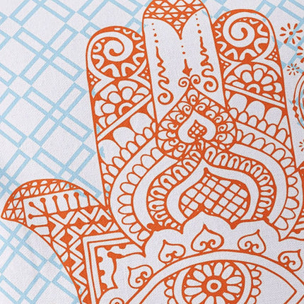 Set of Two Orange And Blue Hamsa Indoor Outdoor Throw Pillow