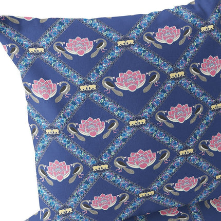 Set of Two Purple Blue And Pink Floral Indoor Outdoor Throw Pillow HomeRoots