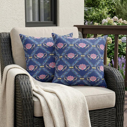 Set of Two Purple Blue And Pink Floral Indoor Outdoor Throw Pillow HomeRoots