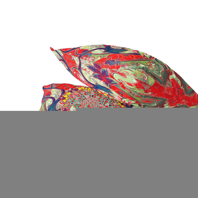 Set of Two Red And Green Sunflower Indoor Outdoor Throw Pillow HomeRoots